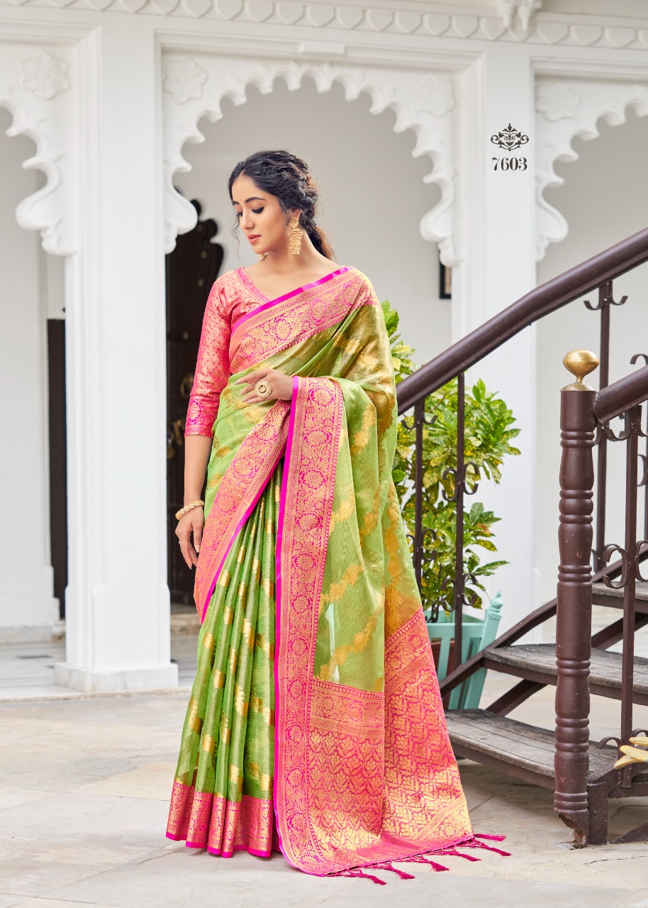 Buy Radiant Fashion Women Parrot Green Pallu Designed Tissue Linen Saree  With Running Blouse Online at Best Prices in India - JioMart.